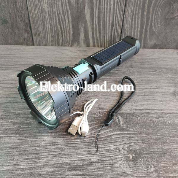 Аккумуляторный LED  фонарь ручной повербанк (powerbank) с солнечной панелью, USB выход  TY-829T